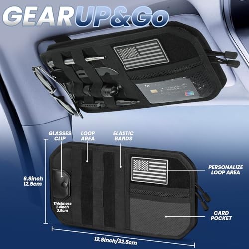 Molle Visor Organizer for Car, 1000D Polyester Tactical Panel Sun Black