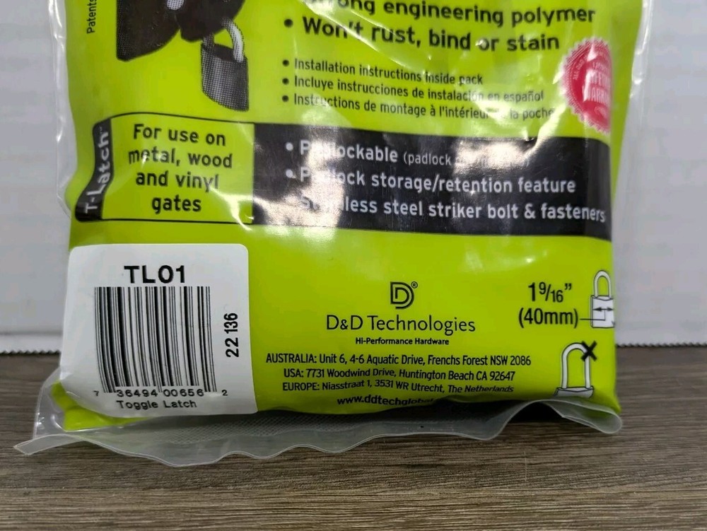 Gate Latch D & D Technologies T-Latch General Purpose TL01 Toggle Lock Black NEW