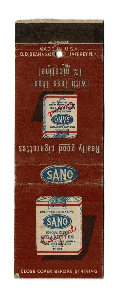 Sano Cigarettes Vintage Matchbook Cover