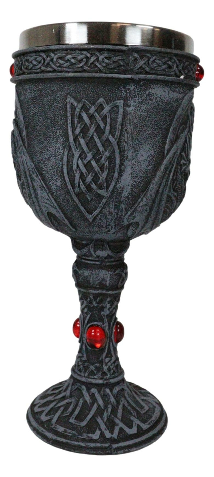 Ebros Celtic Winged Dragon Wine Goblet Chalice Resin Body Stainless Steel Liner
