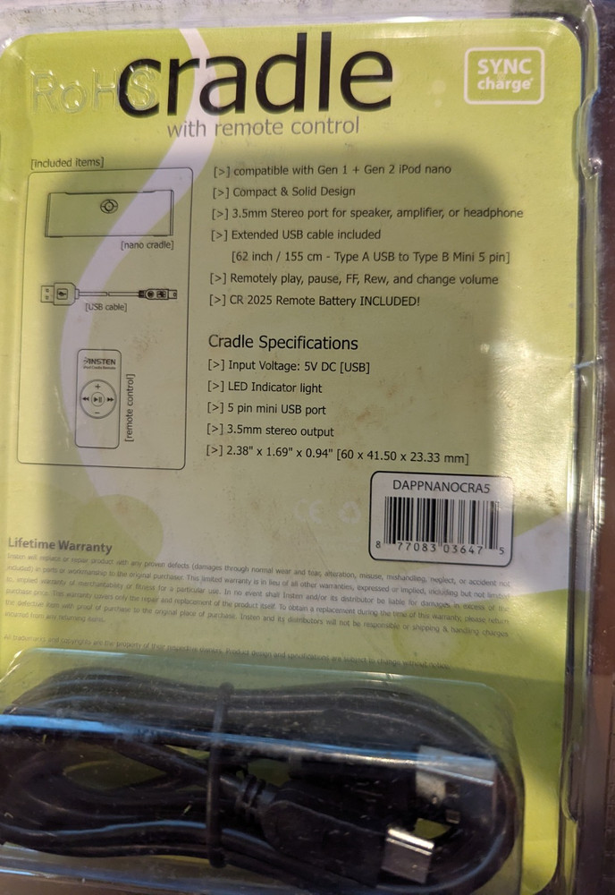 IPod Nano INSTEN * Wireless Remote Control Charging Cradle Black