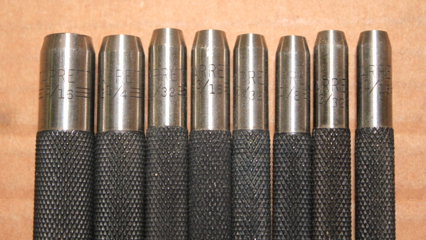 Vintage STARRETT #565 Drive Pin Punch Set of 8 Wood Holder S565WB