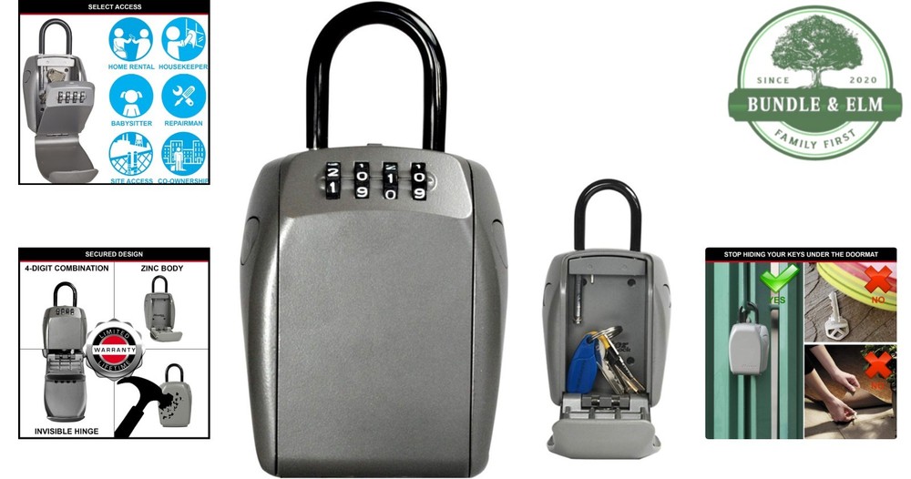 Heavy Duty Portable Key Storage Box with Combination Lock for Easy Access
