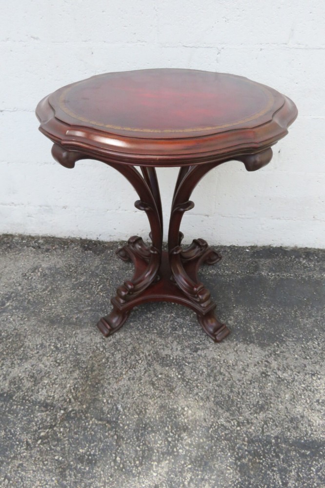 Mahogany Cherry Leather Top Side End Table 5956