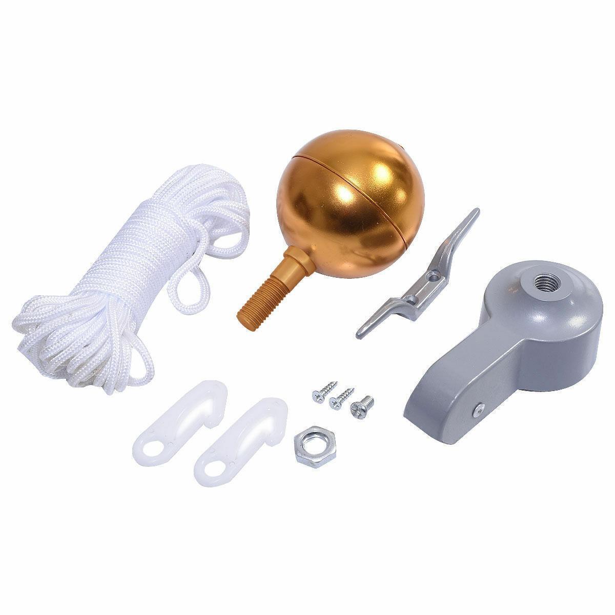 Heavy Duty Aluminum 20' Sectional Flag Pole Kit w/ 3' x 5' US Flag Gold Ball Kit