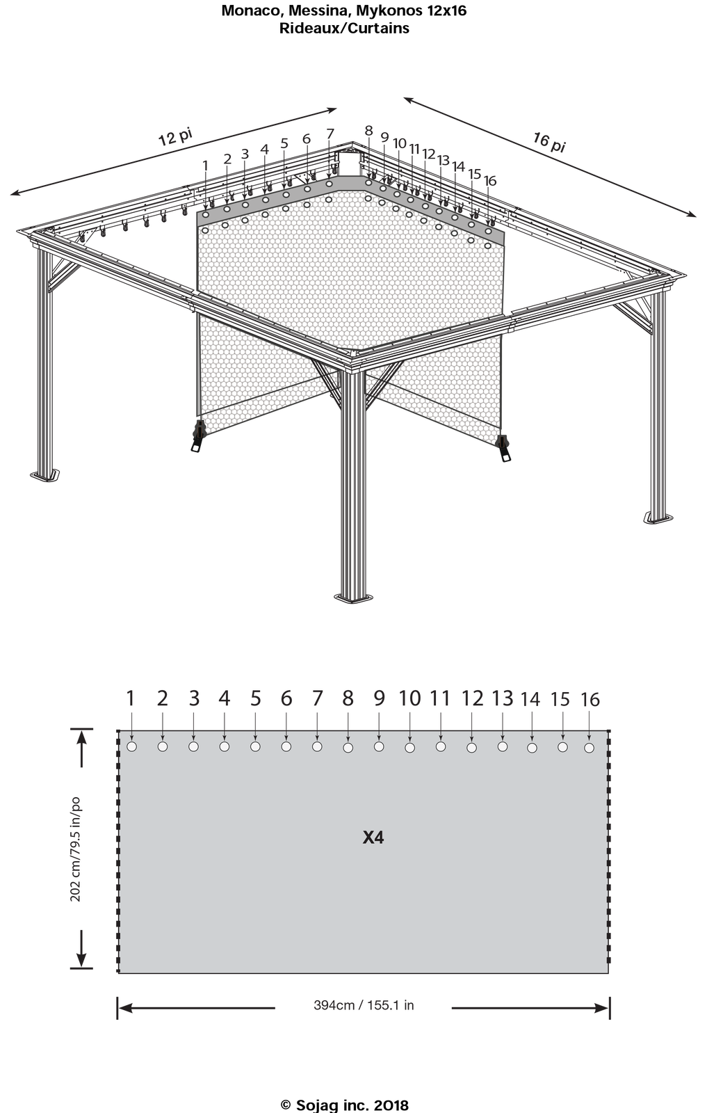 Sojag Messina & Mykonos Curtains in Spun Grey, New Gazebo Panels