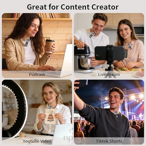 Wireless Lavalier Microphone for 01 USB C for All iPhone and Android Black