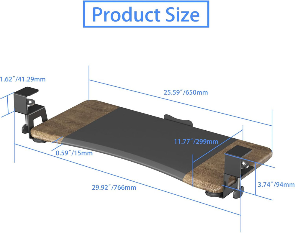 Keyboard Tray under Desk Pull Out with C Clamp Mount, Computer Keyboard & Mouse