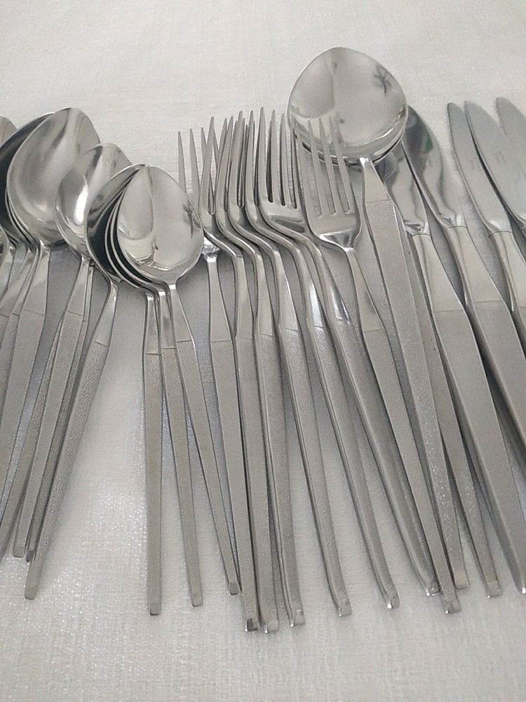 37 Towle Shape Pattern Burnished Handle Teaspoons Salad Dinner Forks Knives Set