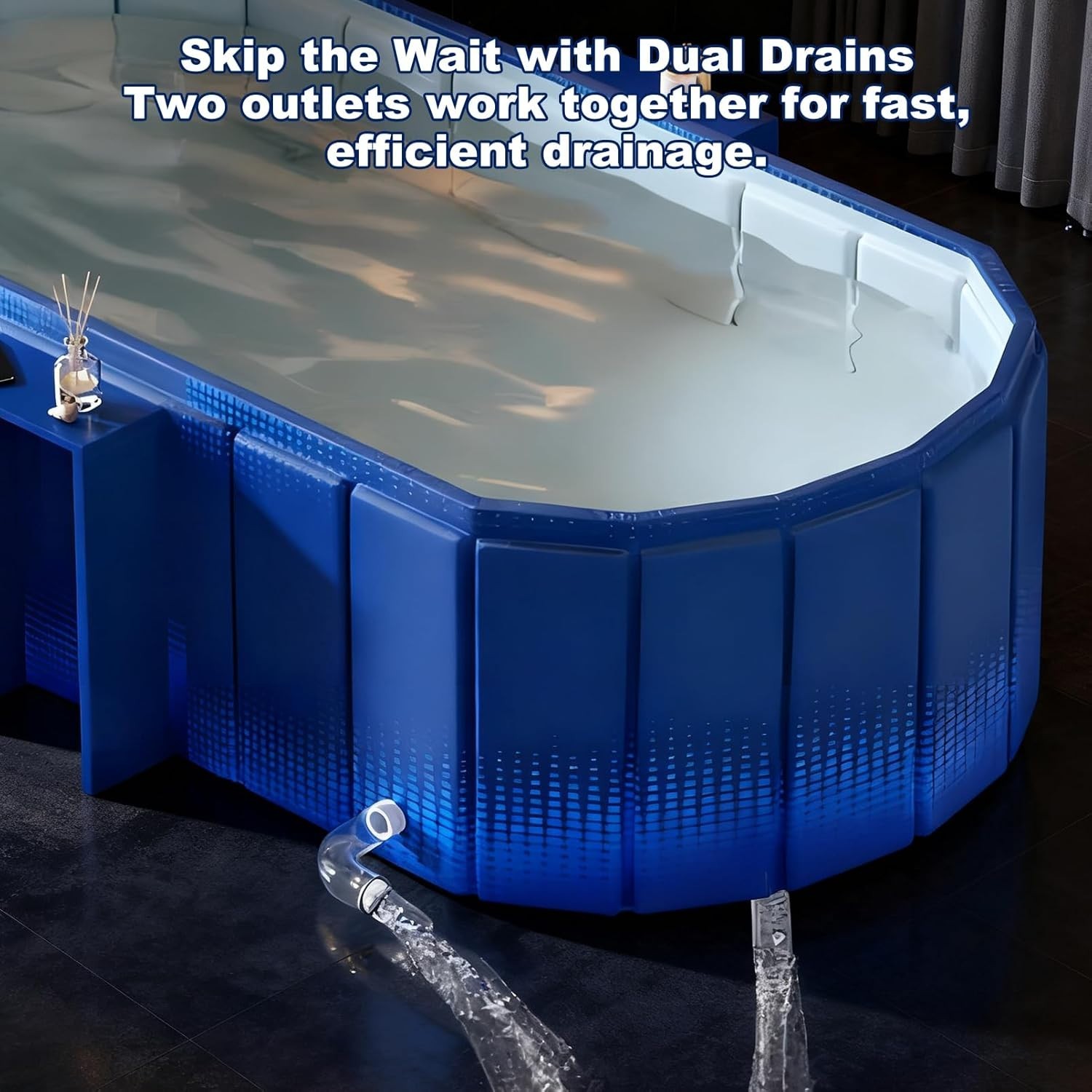 Portable Bathtub for Adult 59" Large Collapsible Cold Plunge Bathtub Foldable No