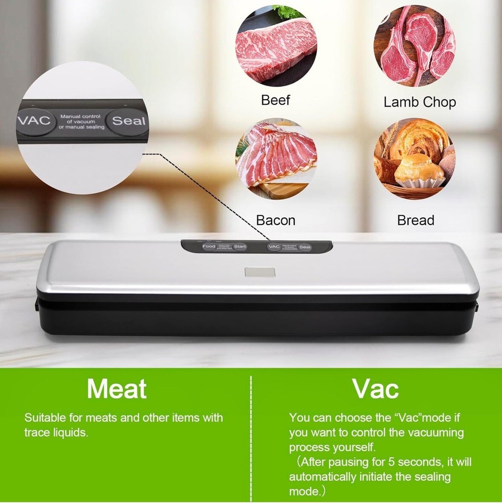 Flyfox Vacuum Sealer Machine - Strong, Multi-functional, and Black&Silvery