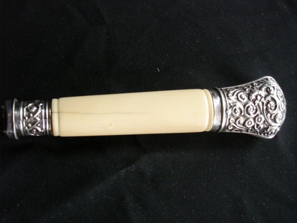 1800's Victorian Fish Serving Set Bone/Sterling Silver Harrison Bros & Howson
