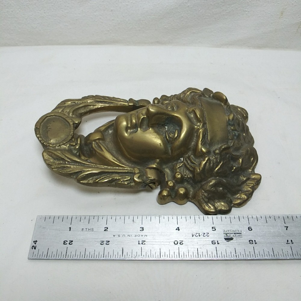 Vintage Solid Brass Large 6.75" Neo-Classical Apollo Door Knocker 2lb 10oz