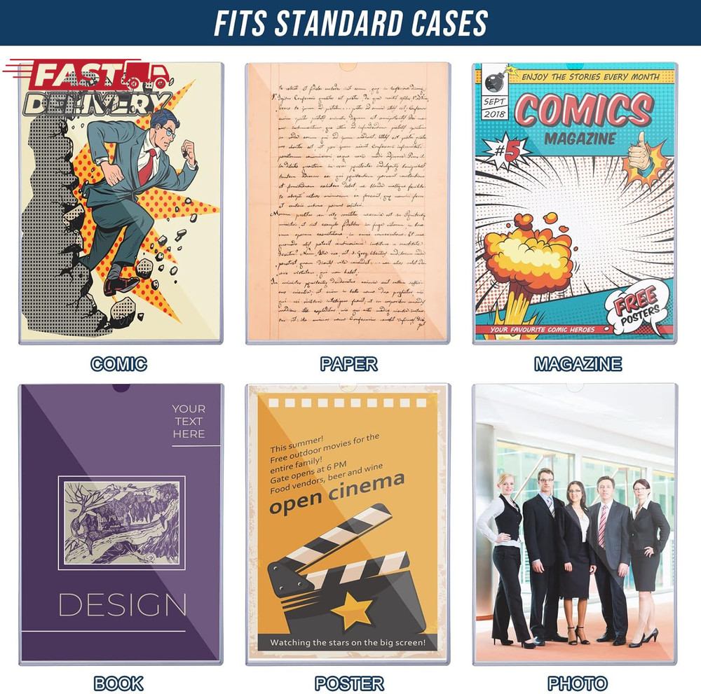 Zonon 5 Set Comic Book Display Case Set, Include Comic Book Sleeves and Clear Pl