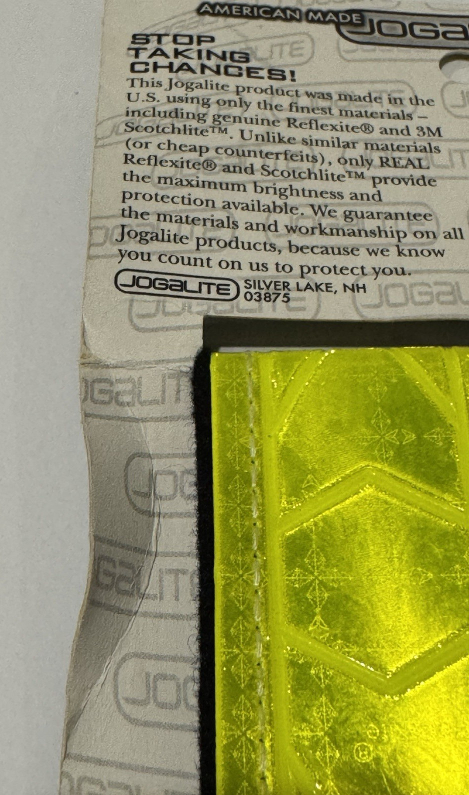 Jogalite Reflective Leg Bands Workout Walking Safety Yellow Work USA NEW READ