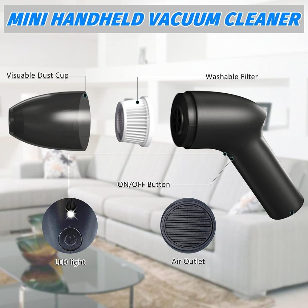 Handheld Computer Vacuum - Cordless & Reusable Hepa Filter