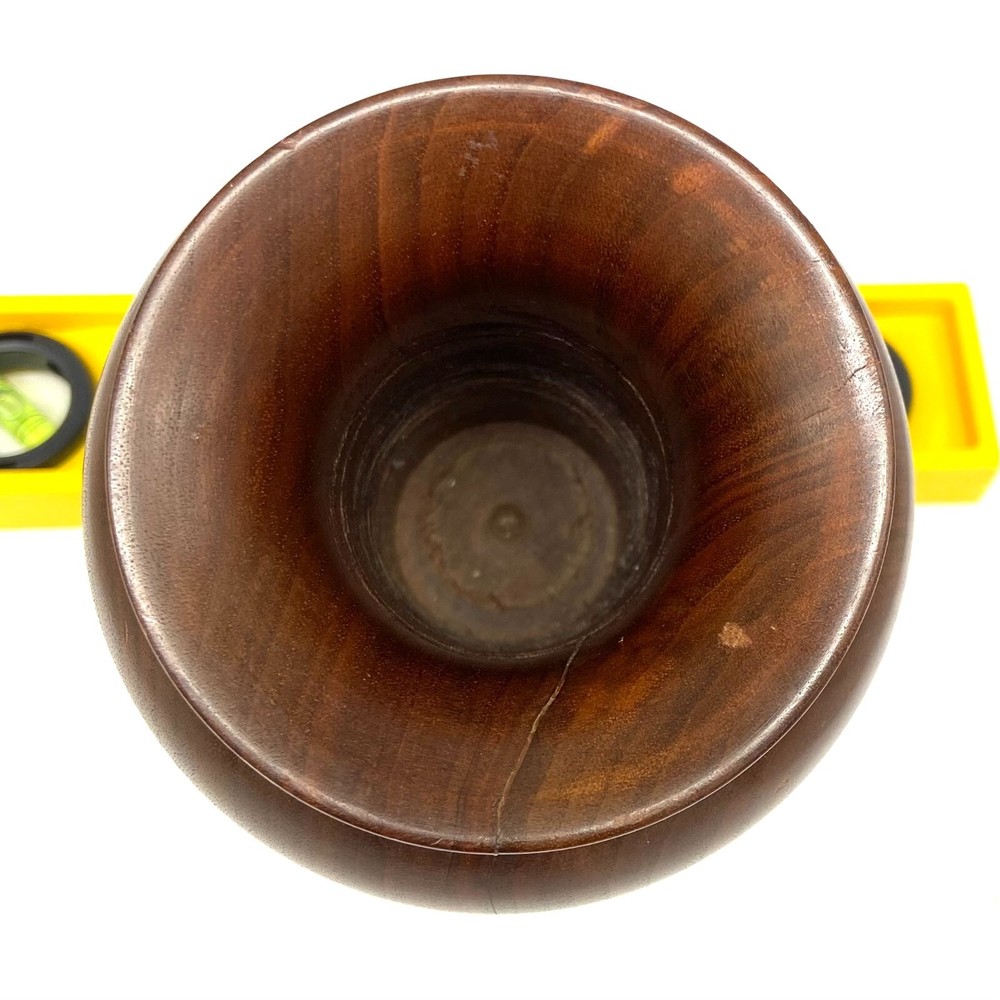 Handmade Turned Walnut Wood Vase Signed
