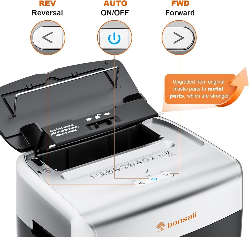 Efficient 110-Sheet Autofeed Micro Cut Paper Shredder - Heavy Duty Performance