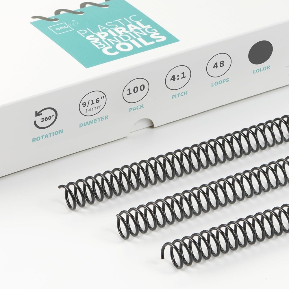 Versatile 100 Black Plastic Binding Coils (14mm, 115 Sheets) for Professionals