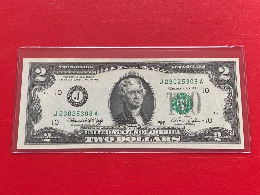 1976 $2 TWO DOLLAR BILL ( Kansas J ) UNCIRCULATED
