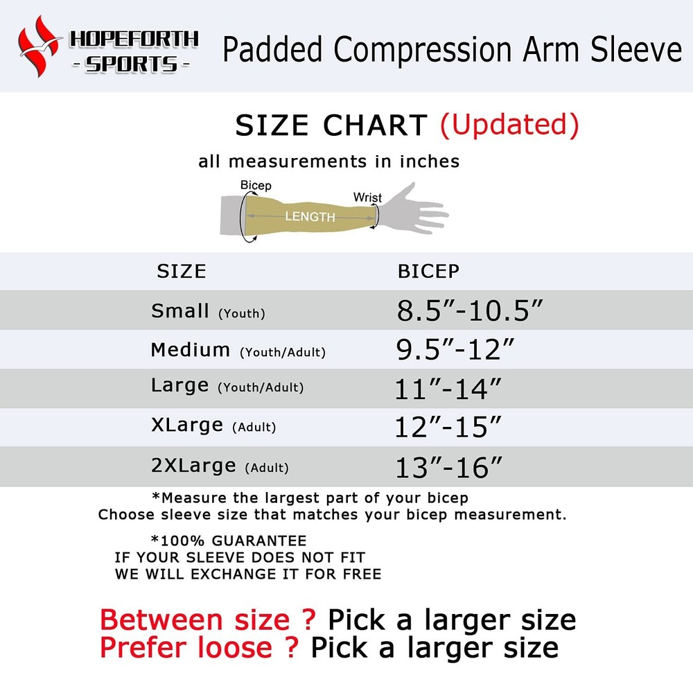 2PCS Padded Elbow Sleeves Compression Arm Protective Support Red Elbow Pad