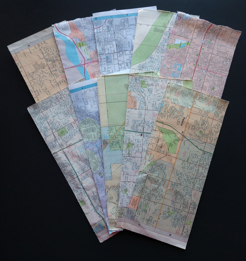 Map Sections 10pc Set 9x4 inch Ruler Torn