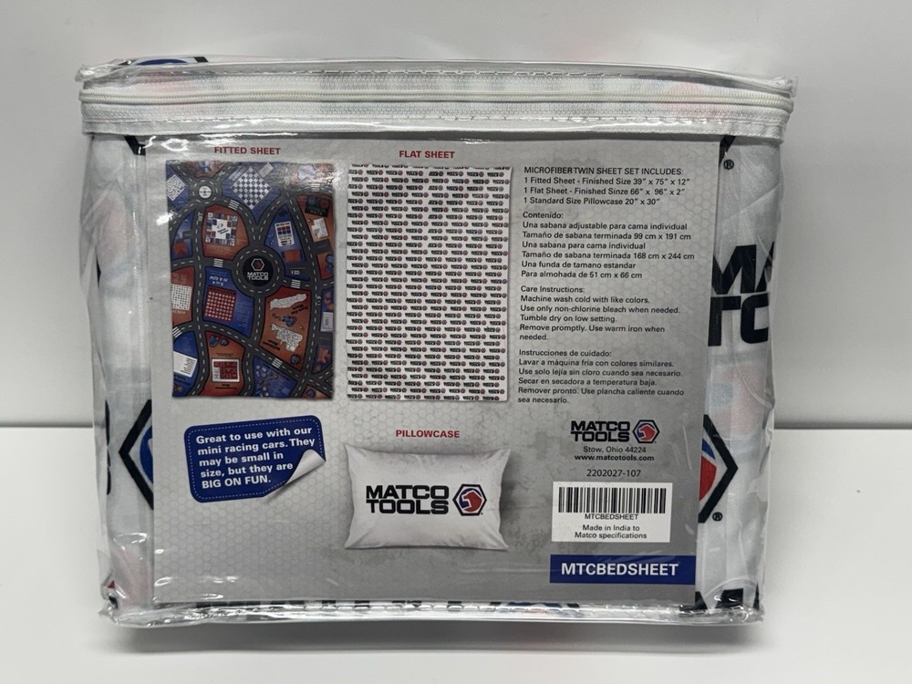 Matco Tools Interactive Bed Sheets 3 Piece Twin