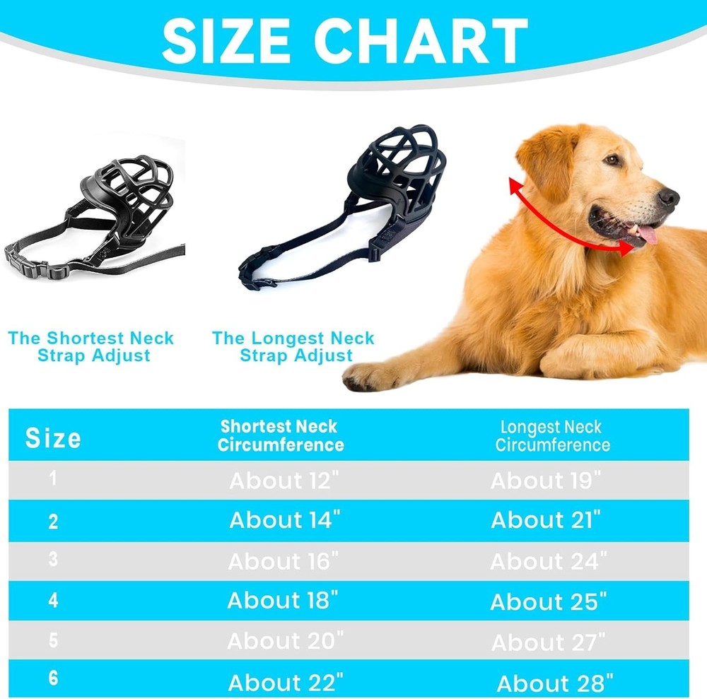 OKKIC Black Basket Muzzle Anti Biting Chewing, Sturdy Lightweight Muzzle ~Size 5