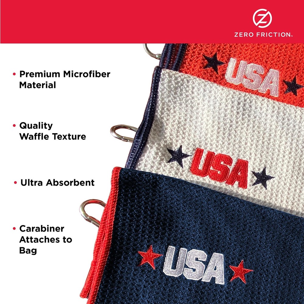 Zero Friction USA Golf Towel, White