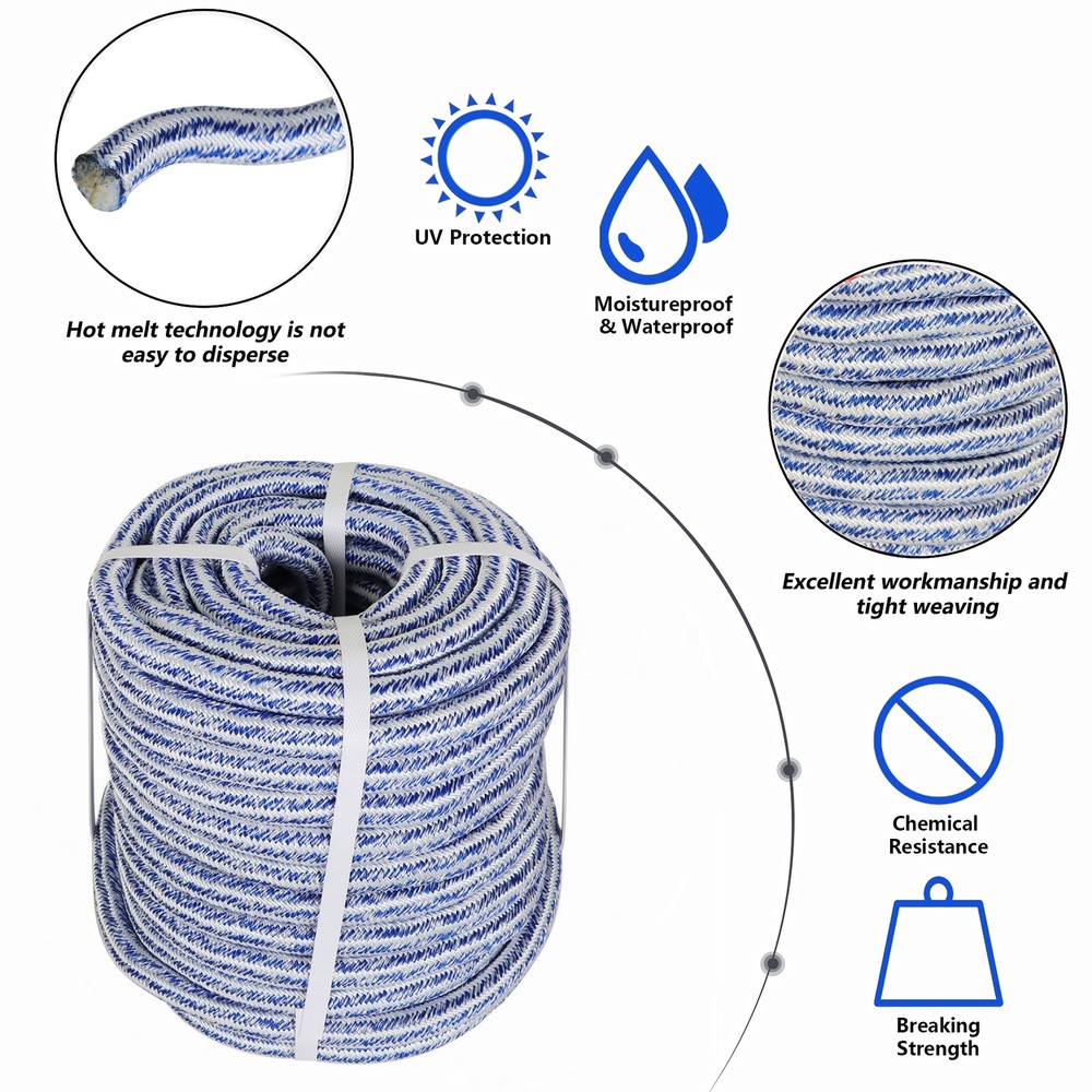 20000Lbs 3/4" × 100' 24 Strand Braid Polyester Rope Arborist Tree Rope