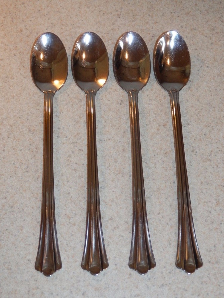 ONEIDA STAINLESS FLATWARE MADIE PATTERN 4 ICE TEA SPOONS 7 1/2"