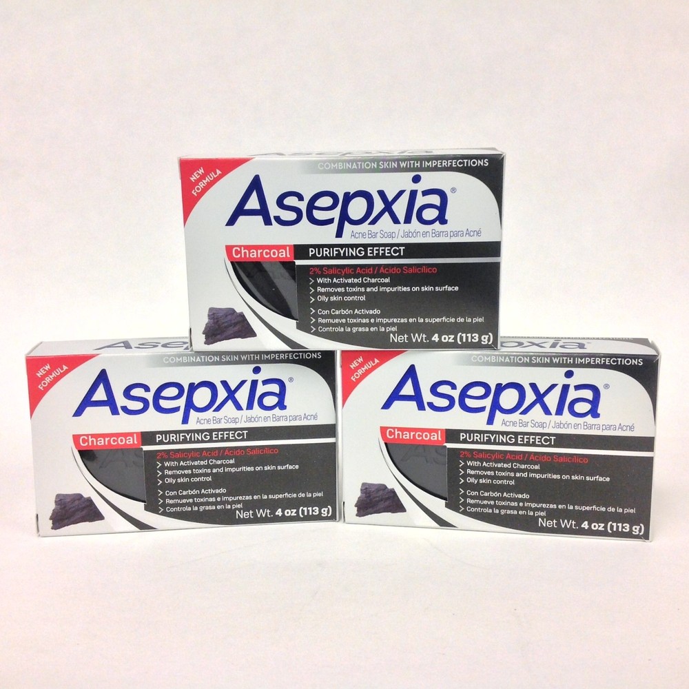 3 ASEPXIA CHARCOAL ACNE BAR SOAP ✅ 4Oz