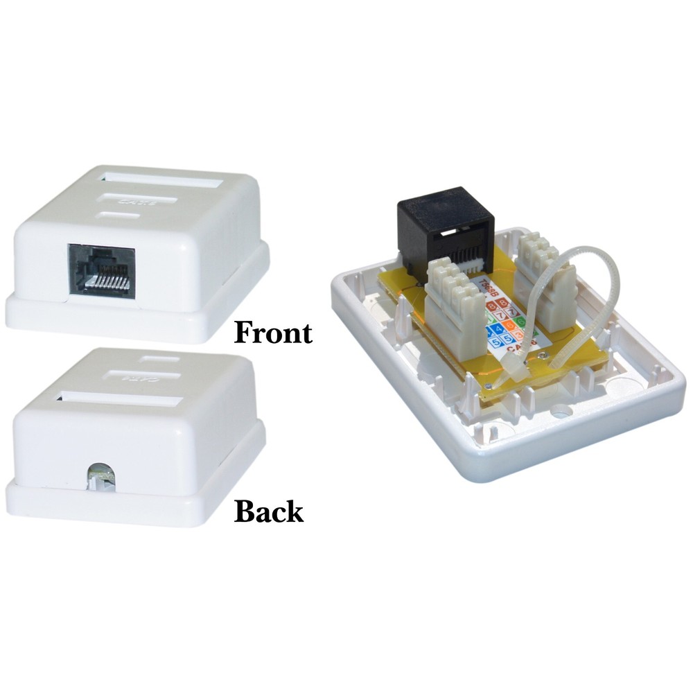 Cat5e Duplex Surface Mount Box  Female Unshielded White 300-313DE