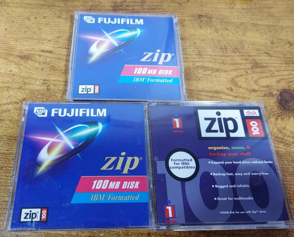 3 Pcs. FujiFilm Zip 100mb Disk IBM Formatted