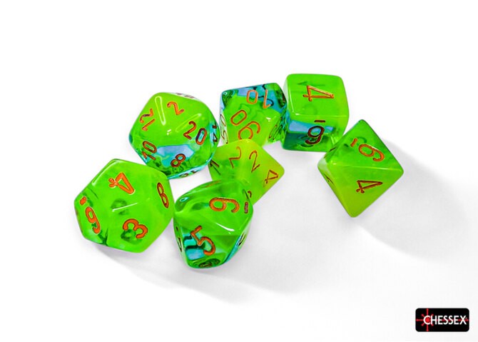 7-Die Polyhedral Set Plasma Green-Teal/Orange CHX26470