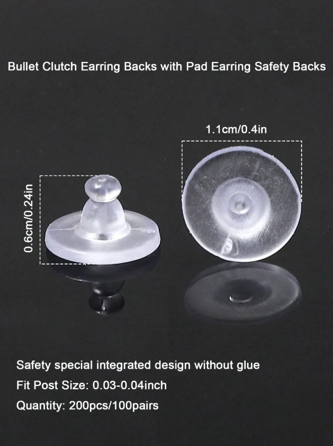 100 Pairs Silicone Earring Backs with Pad – Secure Hold for Heavy Drop Earrings