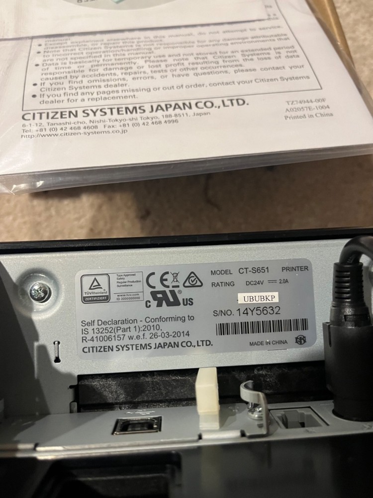 Citizen CT-S651 UBUBKP Receipt Printer
