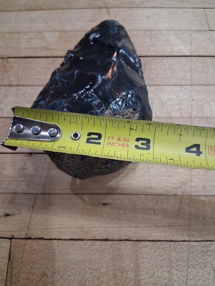 Obsidian Axe Head Knapped Volcanic Glass Tool Form