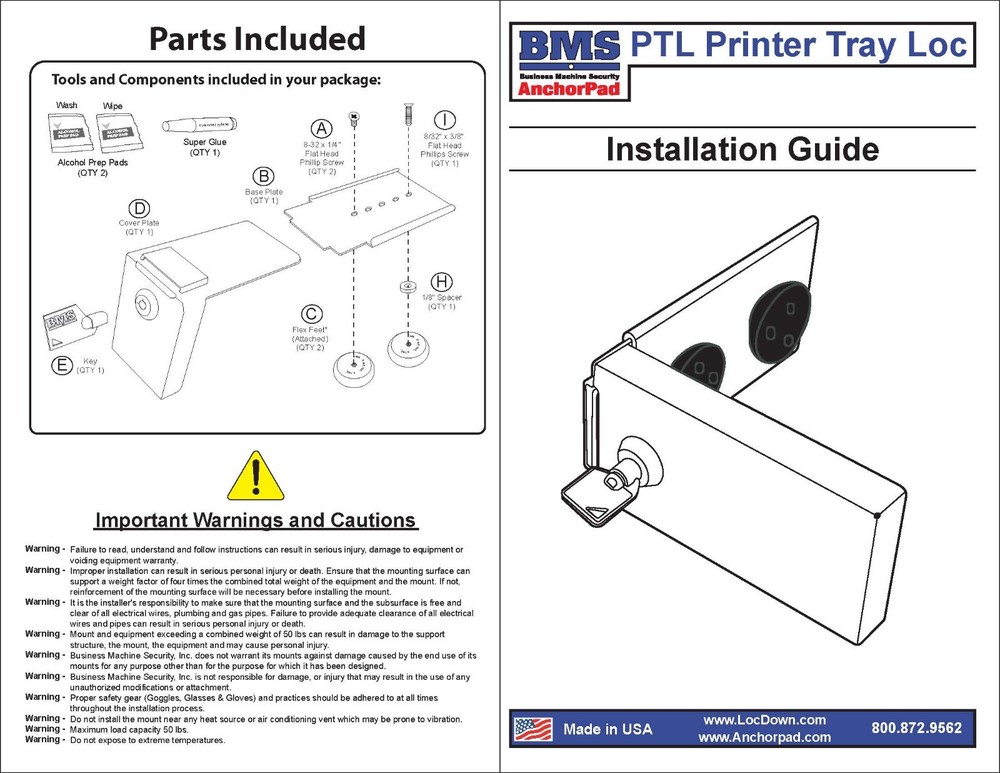 PTL-3 Paper Tray & File Cabinet Lock