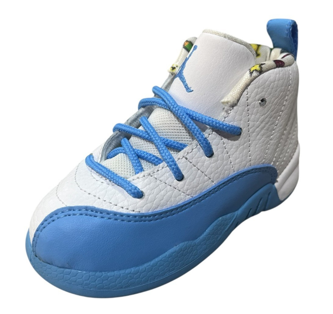 Jordan Retro 12 White/University Blue Emoji Infant/Toddler Size 8 DQ4367-114 New