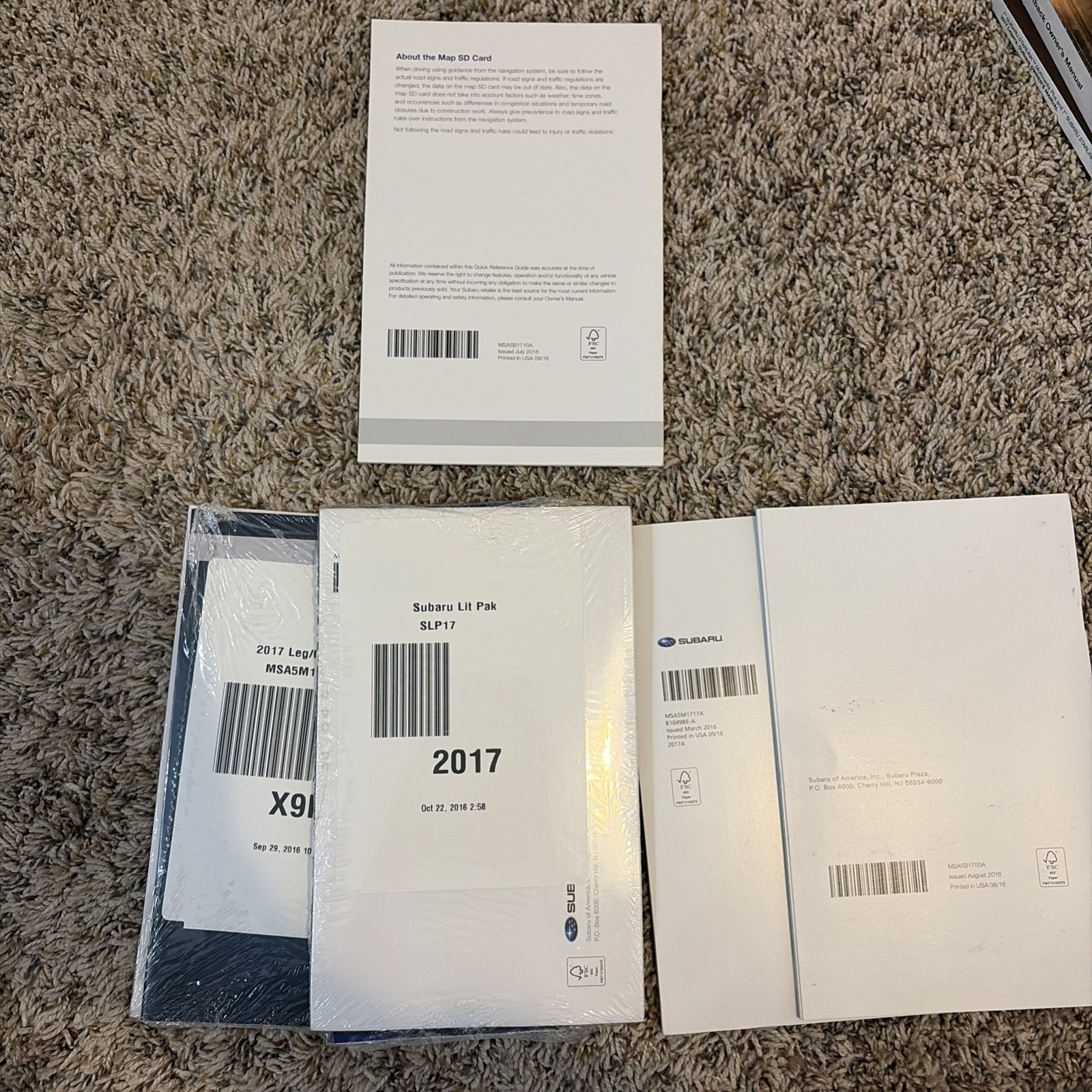 2017 Subaru Legacy Outback Owners Manual With Case Free Shipping A6