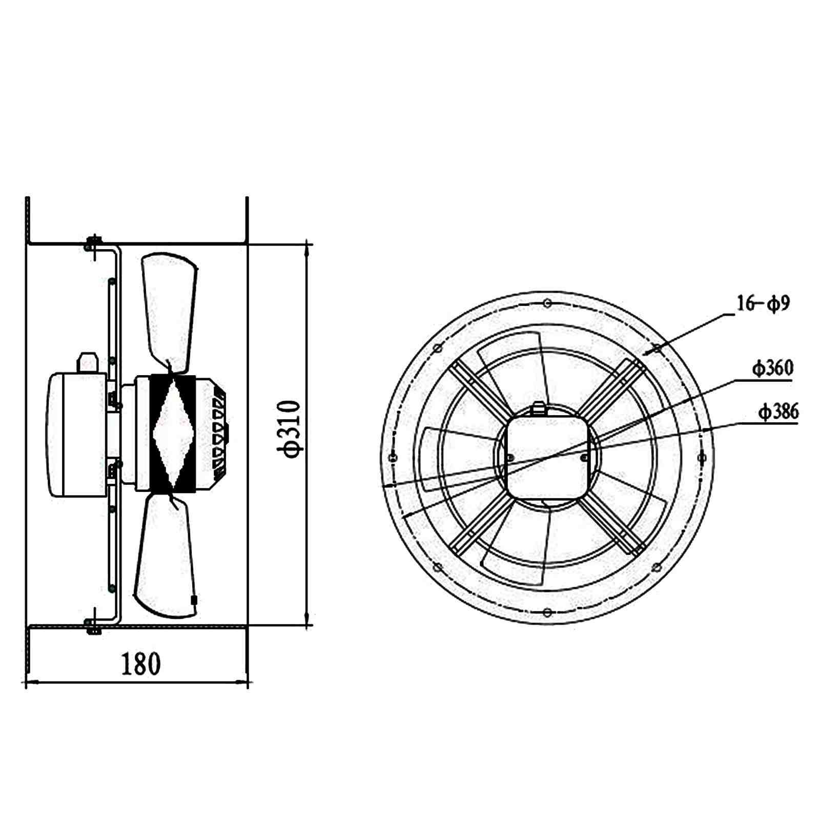300mm Industrial Duct Fan Cased Axial Commercial Kitchen Canopy Extractor