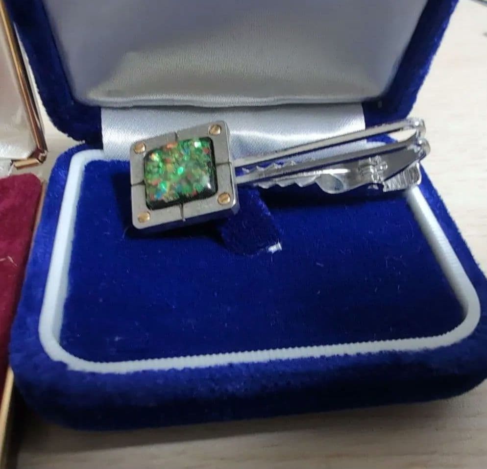 Tie Pin Cufflink Set with Case Used
