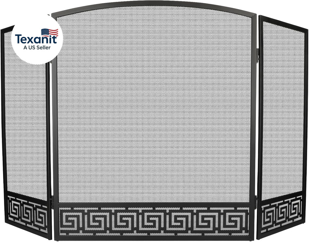 3 Panel Fireplace Screen, 48 Inch Extra Large Fire Place Screens Stand Alone, Wr
