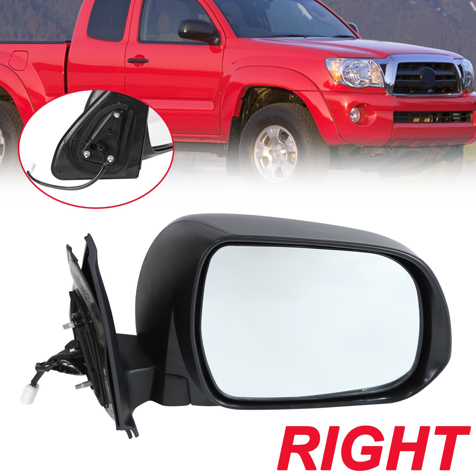 Right Power Mirror Passenger W/ Manual Folding Fit For 2005-2011 Toyota Tacoma