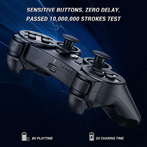 Wireless PS3 Controller 2 Pack - Bluetooth, Rechargeable, Motion Sensor, Double