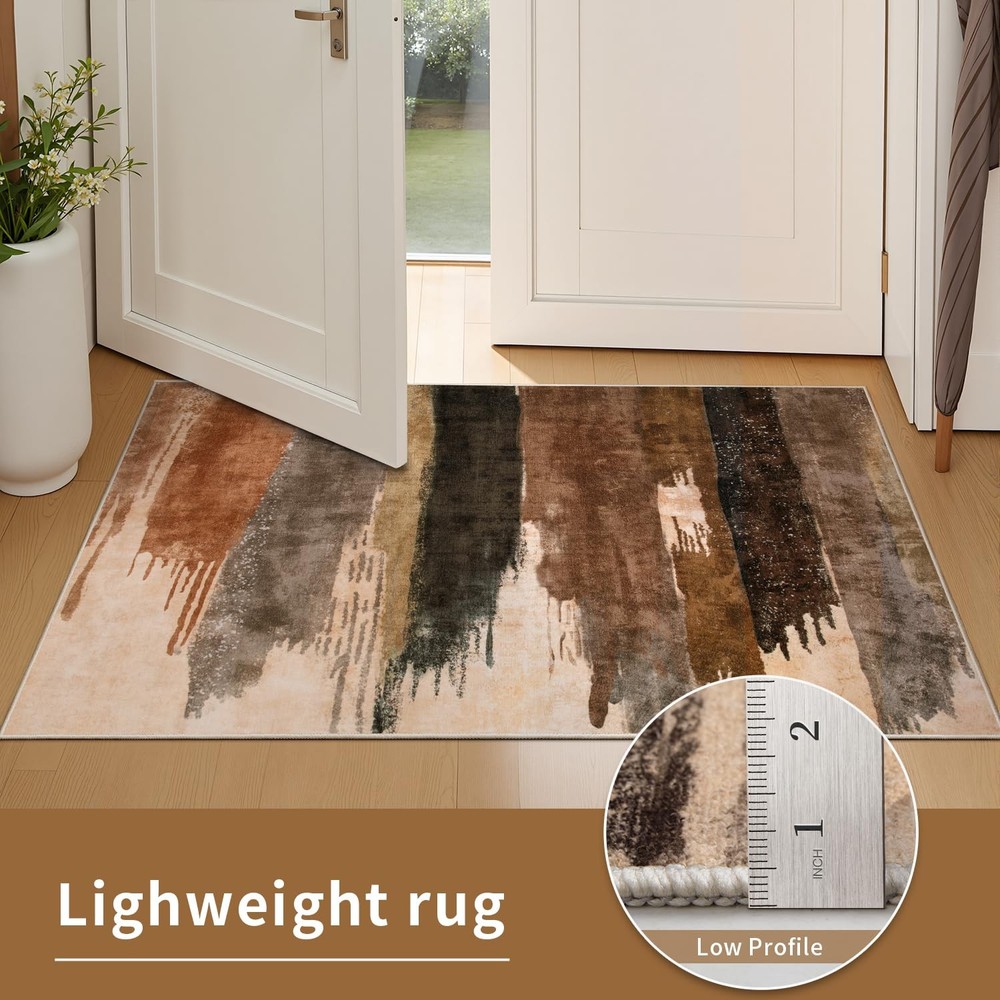 Ciicool Modern Abstract Brown Black Rug 8' x 10' (Rectangular),