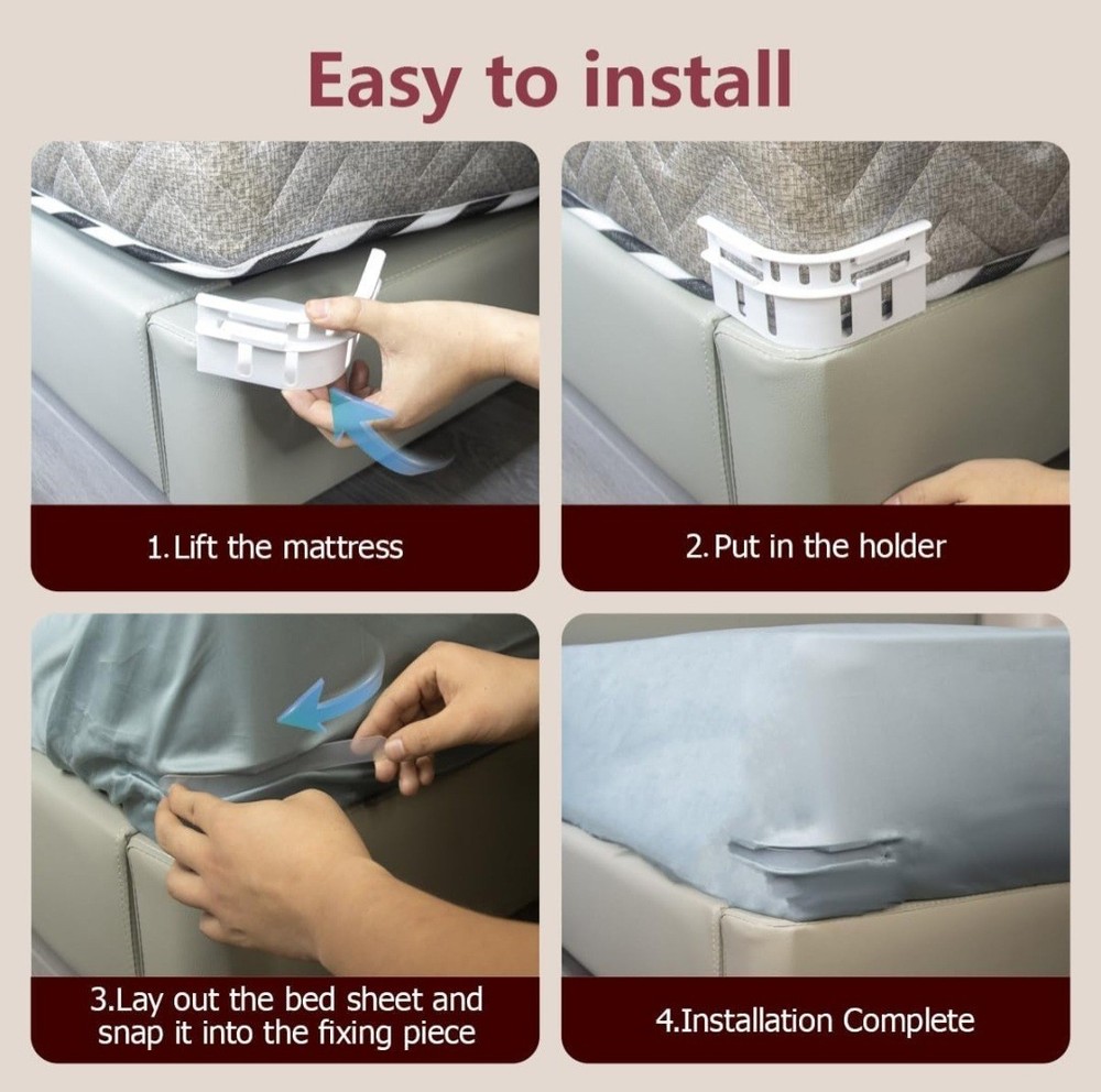 Bed Sheet Corner Holders - White 4 Pack