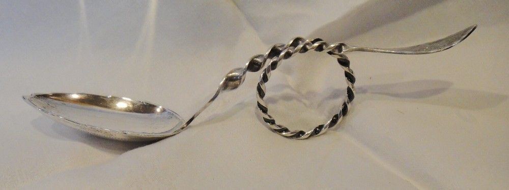 Norwegian Signed J.P Tea Caddy Twist Loop Handle Spoon 830 Silver Fine Condition