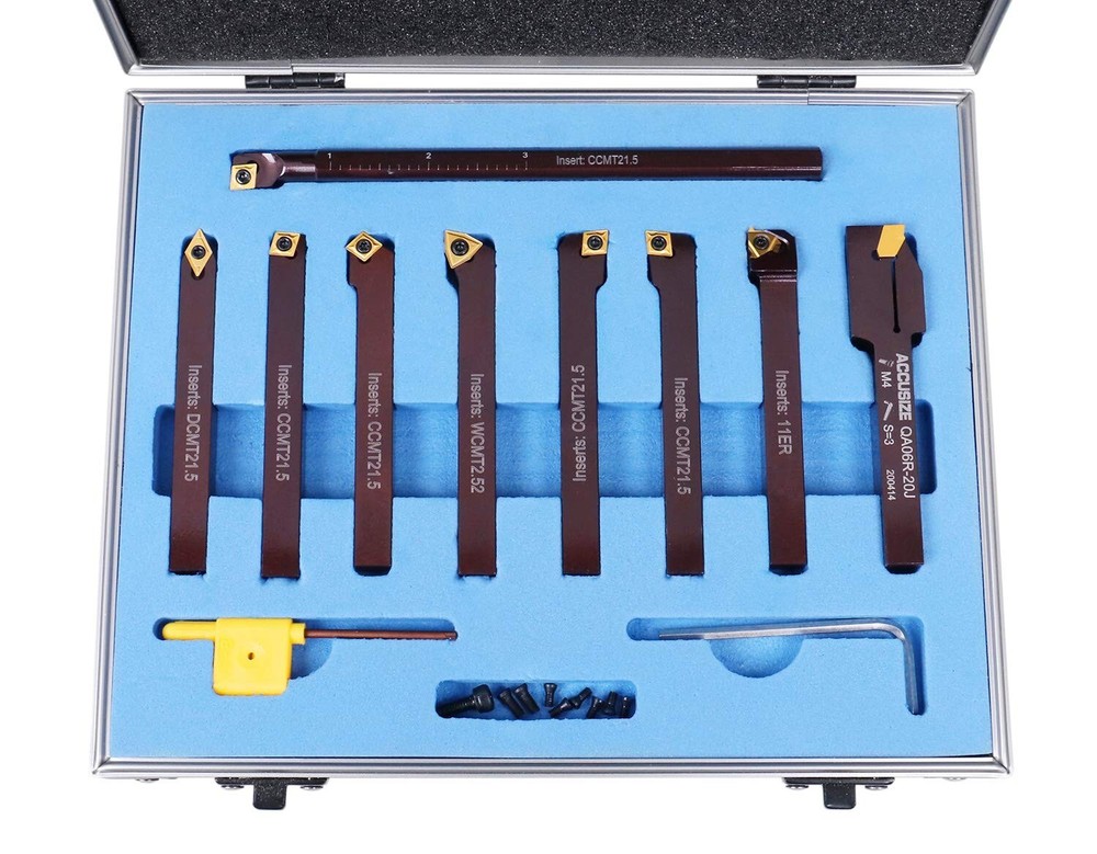 3/8" 9 Pieces/Set, Indexable Carbide Turning Tools and Boring Bar,